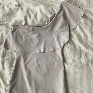 One shoulder lavender body suit